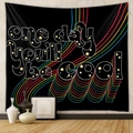 Detail view of rainbow wave pattern and vintage text on black bohemian wall tapestry - AH161254-One day you will be cool