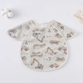 Waterproof baby bib smock with short sleeves featuring cartoon construction vehicle prints - Shawl - Excavator / One Size