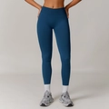 Dark blue high waisted seamless yoga leggings for women with tummy control fit - XL / Bottom (CCK7318) / Navy Blue