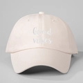 Classic beige cotton baseball cap featuring white Good vibes embroidery in a casual style - Beige