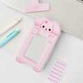 Pink rabbit-shaped acrylic photocard holder and storage frame for collectible cards - Rabbit
