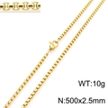 18K gold plated stainless steel box chain necklace with lobster clasp, 500x2.5mm - Gold 2.5mm x 500mm (KN230403-Z)