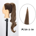 Brown 28-inch wrap-around ponytail hair extension with curly texture for women - 2-30 Brownish Tan