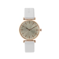 Orologio al quarzo da donna con cinturino in silicone bianco e cassa in oro rosa - Bianco