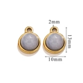 Golden round pendant with 10mm light blue natural stone for DIY jewelry making - Small (13mm x 10mm) / Grey Aventurine