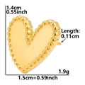 Detail of heart stud earring with beaded edge showing 1.4cm x 1.5cm size and weight specs - D95-Milgrain Heart / Gold