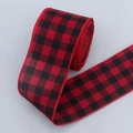 Ruban écossais rouge et noir pour emballages cadeaux de Noël et décorations DIY - Carreaux en Faux Lin Rouge et Noir / 6.5cm*5 Yards