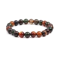 Close-up of 8mm multicolored natural stone beads with polished agate textures - Agate