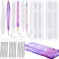 Harzform-Set für Schreibwaren mit 3 Stiftformen, Lineal, Box und 12 schwarzen Tintenminen - Schreibwaren-Box-Set