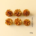 Set of 6 gold Christmas pine cones 4-5cm for holiday decor and festive DIY crafts - Gold Pine Cones 4-5cm 6Pcs