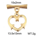 Golden heart-shaped stainless steel toggle clasp with T-bar for DIY jewelry making - Gold Small Heart (KLJ7471-Z)