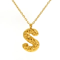 Textured gold-tone necklace featuring a lava-inspired letter S pendant on a fine chain - Gold Letter-S