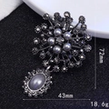 Retro DIY flower pendant with grey pearls and rhinestones measuring 72mm x 43mm - Antique Silver Pearl Flower