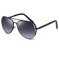 Classic black metal aviator sunglasses with purple gradient lenses and checkered temples - Aviator / Dark Grey