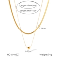 Detailed size specifications for 18k gold double layer snake chain necklace for women - Gold Double Layer Heart Style (HC-N40207)