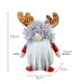 Grey Christmas gnome plush with brown antlers and long white beard, height 24cm - Short Leg Grey