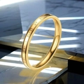Polished gold stainless steel ring engraved with 'EVEN WHEN I CLOSE MY EYES' quote - 16-c-2 Gold 2.5 Corrosion / Size 5