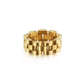 Gold stainless steel ring featuring a classic watch band link design and polished finish - Gold