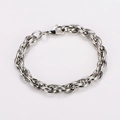 7.5mm silver twisted rope chain bracelet with lobster clasp in polished stainless steel - Bracelet