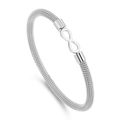 Pulsera de malla infinity plateada de acero inoxidable flexible con textura tejida - Color Acero