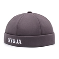 Dark grey docker hat featuring white NY&JA embroidery on a cotton twill fabric surface - Adjustable / Gray
