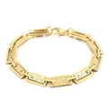 Bracciale hip hop a maglie rettangolari in oro e argento con chiusura a moschettone - Stile Twill Bicolore Oro (KB160609-Z)