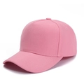 Detail of pink five-panel baseball cap showing twill fabric texture and curved brim - Adjustable / Pink Coarse Texture Five-Panel Blank
