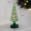 Green glass Christmas tree with gold foil, warm LED lights and 27cm height measurement - Transparent Green Gold Foil Glowing Style (9023)