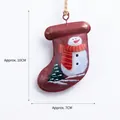 Vintage red iron Christmas stocking ornament with snowman and tree pattern, 10cm height - Iron Stocking B (Snowman)