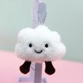 Creative cute white cloud plush toy keychain with smiling face and brown feet charms - White / 10cm
