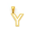 Polished gold-plated letter Y pendant featuring white inlay and beaded edge details - Letter Y (Single Pendant)