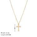 Golden hip hop cross necklace with white zircon inlays and detailed product dimensions - Gold