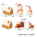 Set de miniaturas navideñas de resina con casa de jengibre, muñeco de nieve y reno - Muñeco de Nieve [Set de 6 piezas]