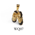 Golden sneaker charm with black enamel details for hip hop necklaces and jewelry - Gold Sneaker (WQ07)