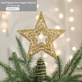 Glittering gold hollow star Christmas tree topper with spiral base, 14x19cm festive decor - Style E / 14x19cm