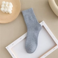 Light gray thermal cotton crew socks with ribbed cuffs for winter warmth - Size 35-41 / Light Gray