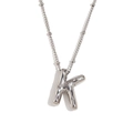 Silver balloon letter K pendant necklace with polished mirror finish and chain - Steel-Letter K
