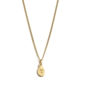 Minimalist gold necklace with a delicate chain and a small oval 'T' initial pendant - Necklace + Pendant T