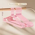 Non-slip plastic clothes hangers in Sakura Pink with shoulder notches, pack of 10 - 40cm Grooved Style / Sakura Fall Pink
