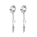 Silver stainless steel chain drop earrings with feather pendant for men and women - Style 11 (Feather Tassel Chain) / Silver