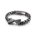 Bracciale da uomo a catena box stile industriale con ciondolo a chiave inglese in argento retro - Canna di Fucile (KB120170-KFC)