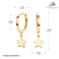 Detalle de los pendientes de estrella en plata S925 dorada con medidas precisas - Dorado