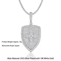 S925 sterling silver shield cross pendant plated in 18K gold with moissanite stones - Shield Cross Pendant