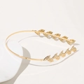 Detail view of golden leaf bridal headband showing 2cm leaf width and metallic texture - Metal Headband-10 Pairs of Leaves