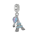 Detailed charm with Eiffel Tower, blue zircon and colorful hot air balloon pendant - Eiffel Tower Balloon Dangle
