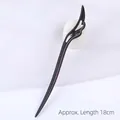 Dark ebony wood hair stick with carved hollow wing design, 18cm long for hanfu style - Flying Feather