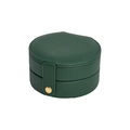Portagioie rotondo portatile in ecopelle verde scuro con chiusura a scatto dorata - Verde Scuro