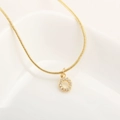 Gold plated alphabet O pendant necklace with micro-paved cubic zirconia stones - Letter O(XN-05-O) / Gold