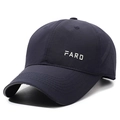 Navy blue breathable baseball cap with silver 3D FARD letter embroidery and side patterns - Navy Blue
