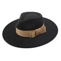 Detail of a black fedora hat with a golden ribbon and a vintage bee metal ornament - M (56-58cm) / Black